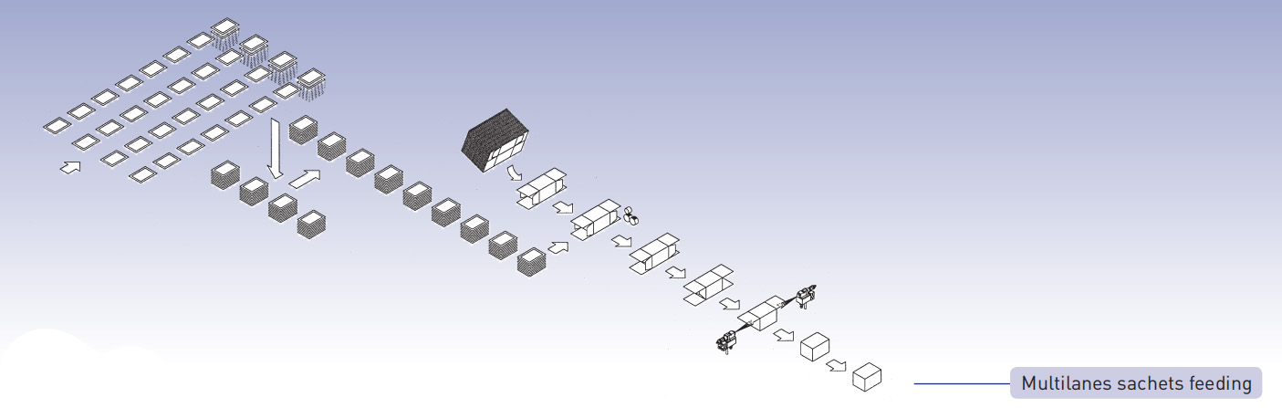기계 포장 기계 멀티 레인 사료 공급